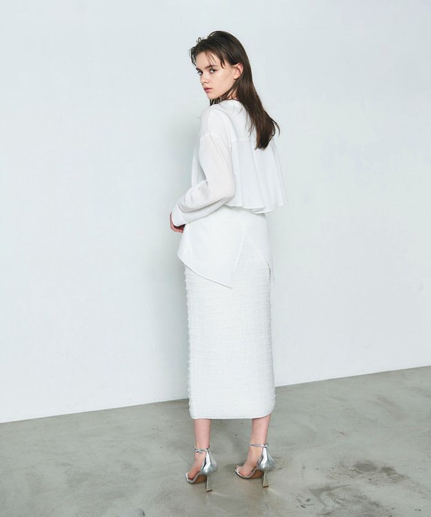 GRACE CONTINENTAL ラメツイードニットスカート ホワイト