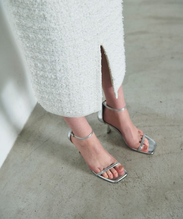 GRACE CONTINENTAL ラメツイードニットスカート ホワイト