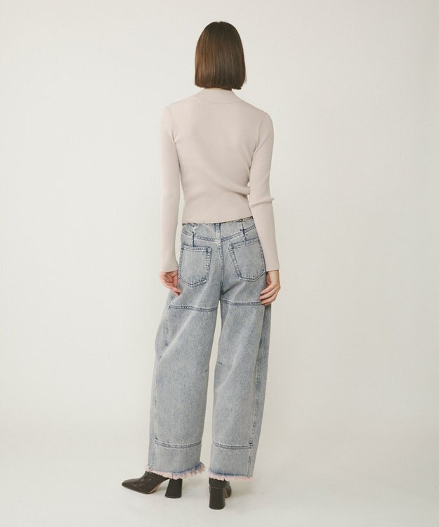 GRACE CONTINENTAL ライン切替デニムパンツ ピンク