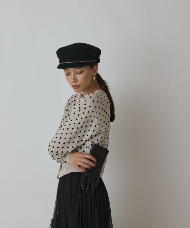 GRACE CONTINENTAL ドットフロッキーニットカーディガン シルバー