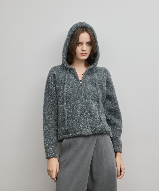 GRACE CONTINENTAL フェザーニットパーカー チャコール