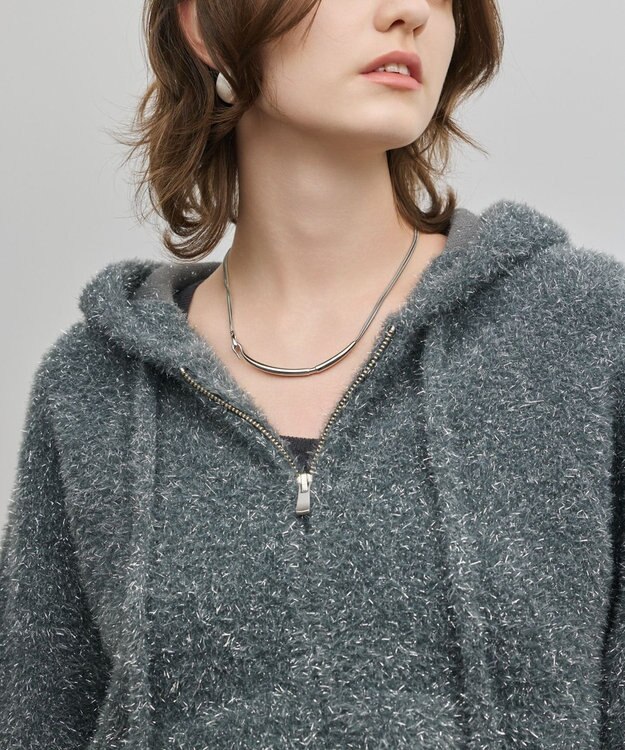 GRACE CONTINENTAL フェザーニットパーカー チャコール