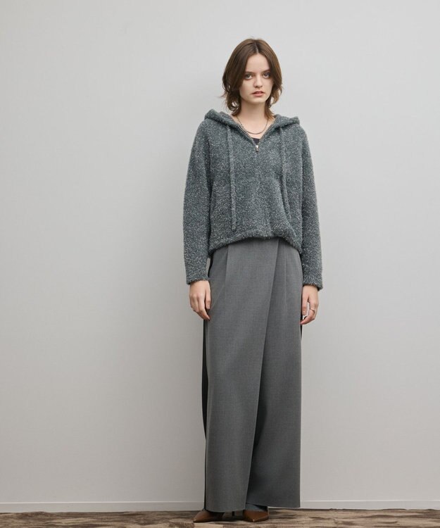 GRACE CONTINENTAL フェザーニットパーカー チャコール