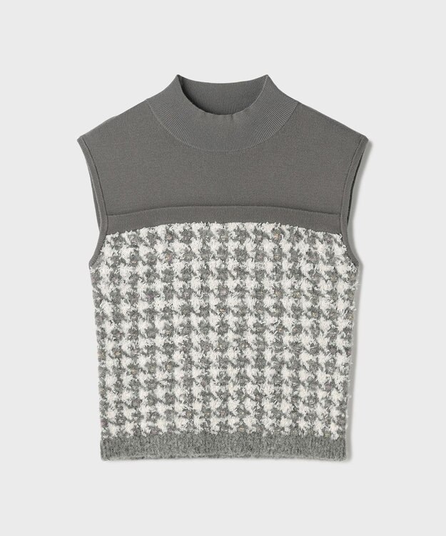 GRACE CONTINENTAL ツイードベアニットトップ グレー