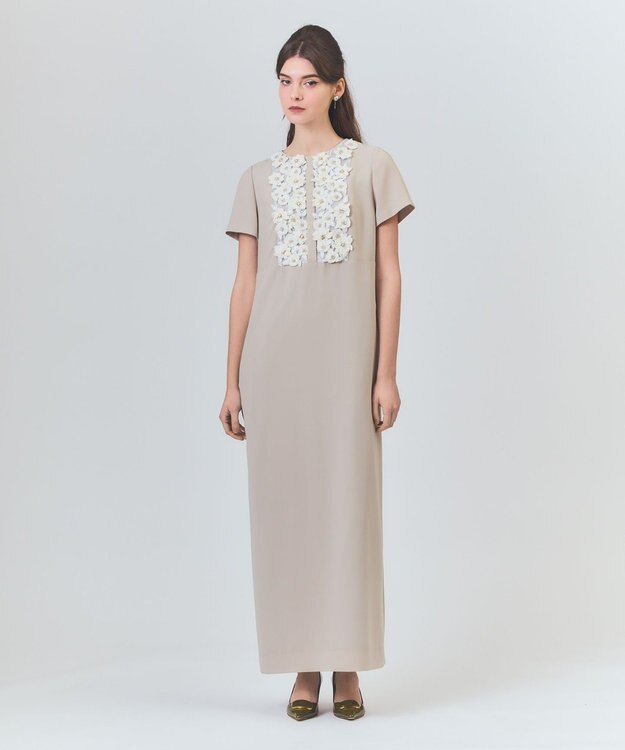 GRACE CONTINENTAL コサージュビジュードレス ベージュ