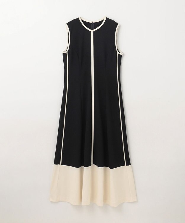 GRACE CONTINENTAL 配色ポンチフレアワンピース ブラック