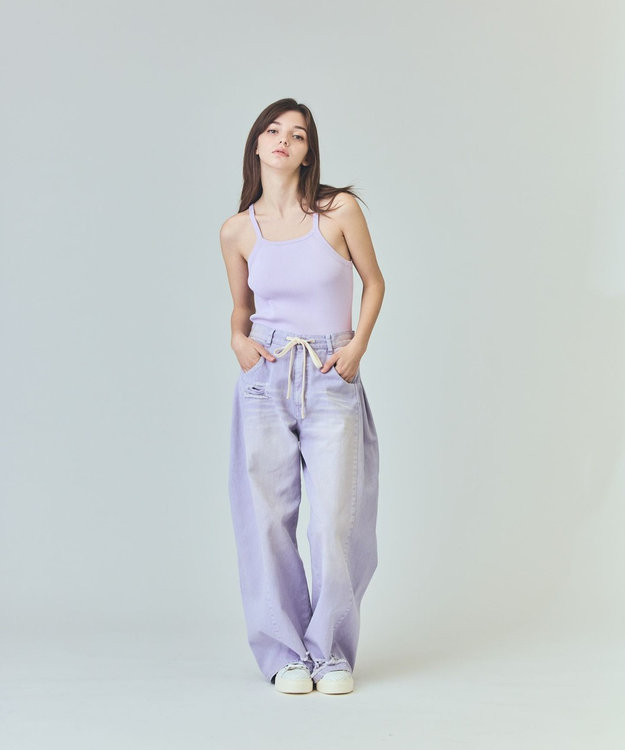 GRACE CONTINENTAL ドロストウエストデニムパンツ ラベンダー