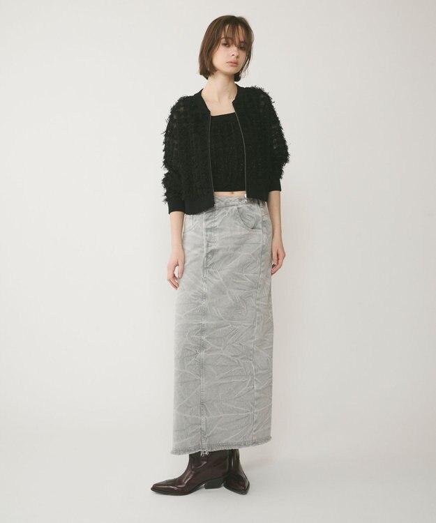 GRACE CONTINENTAL フリンジニットベアトップ ブラック