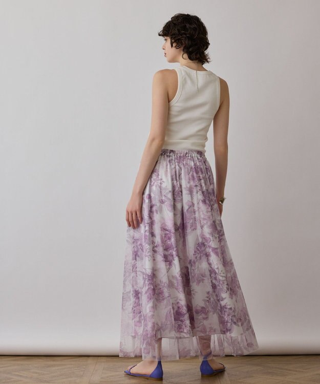 GRACE CONTINENTAL シャドーフラワープリントスカート ピンク