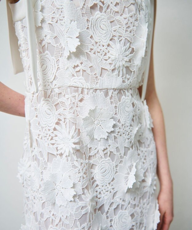 GRACE CONTINENTAL ケミカルフラワーレースワンピース ホワイト