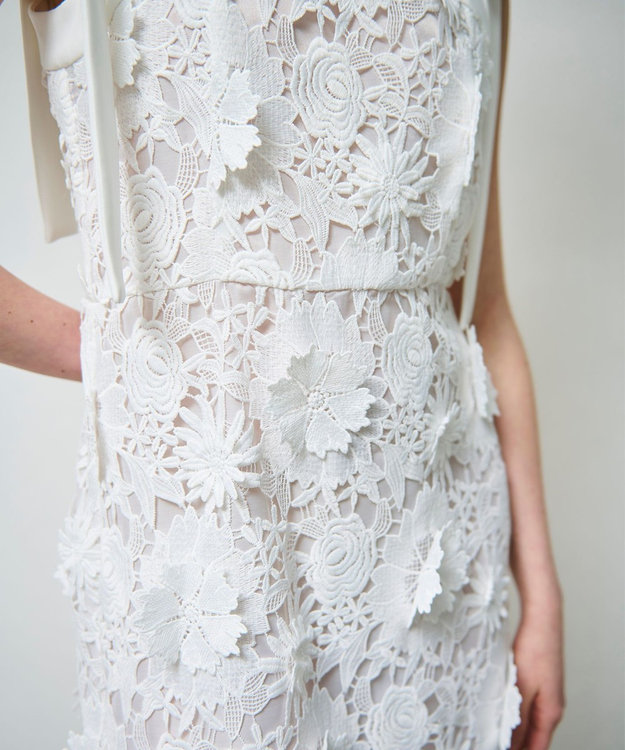 GRACE CONTINENTAL ケミカルフラワーレースワンピース ホワイト