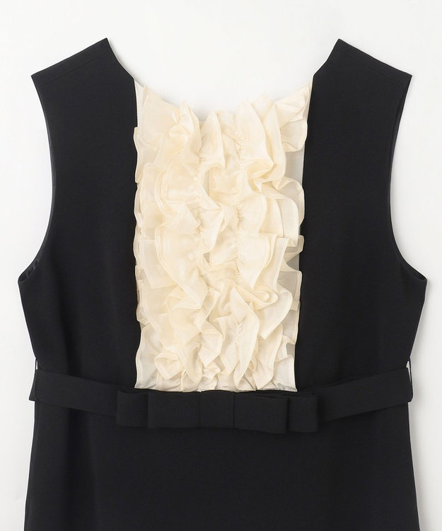 GRACE CONTINENTAL シアーラッフルロングドレス ブラック