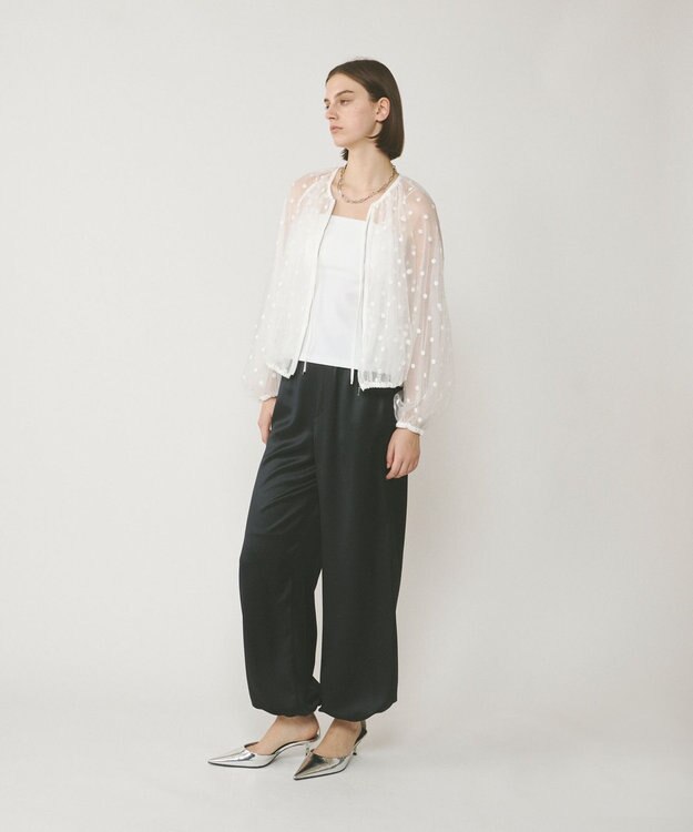 GRACE CONTINENTAL チュールノーカラーブルゾン ホワイト