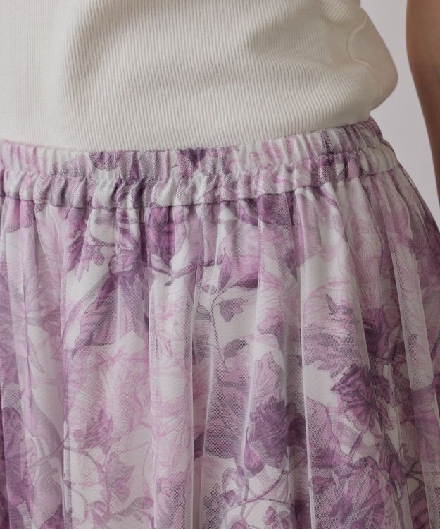 GRACE CONTINENTAL シャドーフラワープリントスカート ピンク