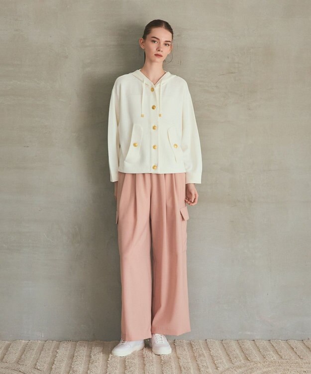 GRACE CONTINENTAL ニットフーディブルゾン ホワイト