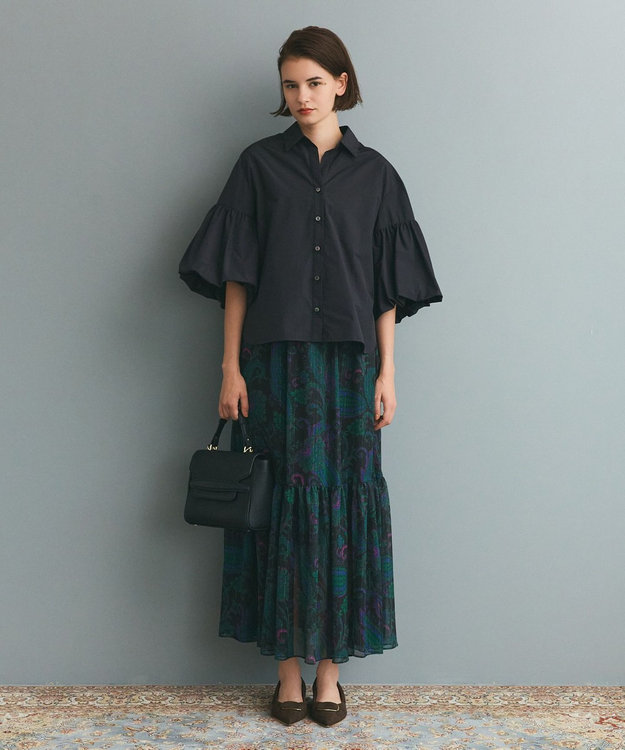 GRACE CONTINENTAL バルーンスリーブシャツ ブラック