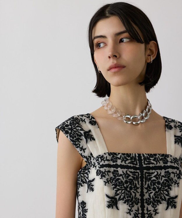 GRACE CONTINENTAL フレームジャガードドレス ブラック