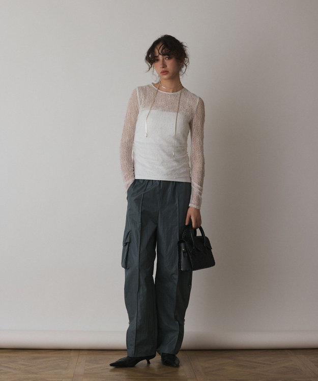 GRACE CONTINENTAL ナイロンジップカーゴパンツ グレー