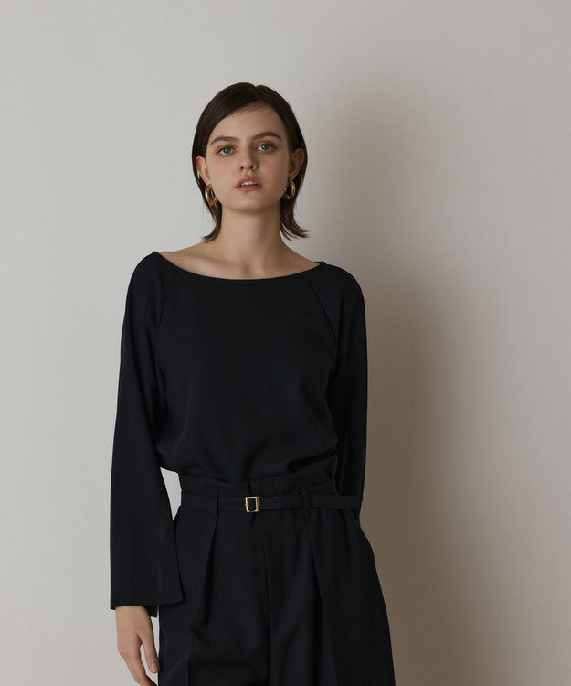 Theory 美品 ショートスリーブ クレープコンボ フレアドレス S 黒 スリットスリーブトップ / GRACE CONTINENTAL | GRACE