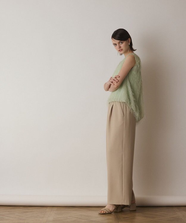 GRACE CONTINENTAL フリンジギャザートップ グリーン