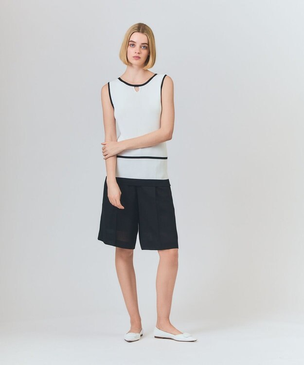 GRACE CONTINENTAL リネンライクシアーパンツ ブラック