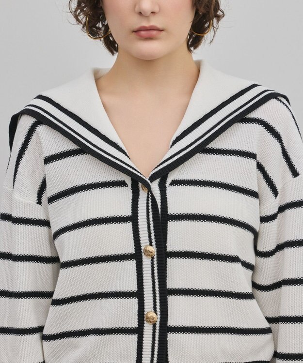 GRACE CONTINENTAL セーラーカラーニットトップ バイカラー