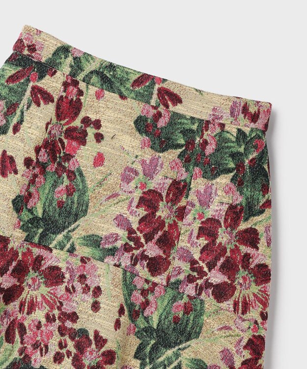 GRACE CONTINENTAL フラワージャガードフレアスカート ベージュ