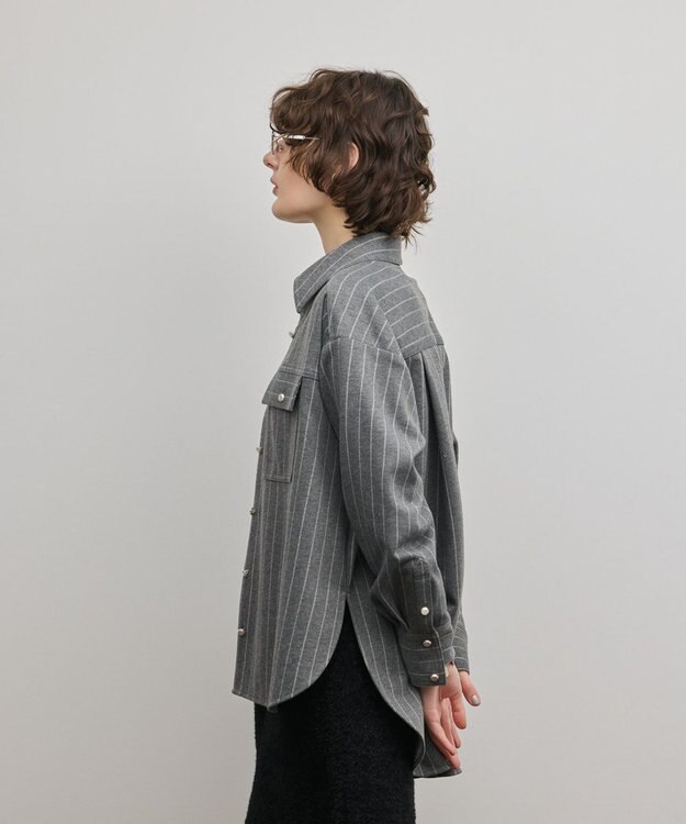 GRACE CONTINENTAL ジャージビッグシャツ ストライプ