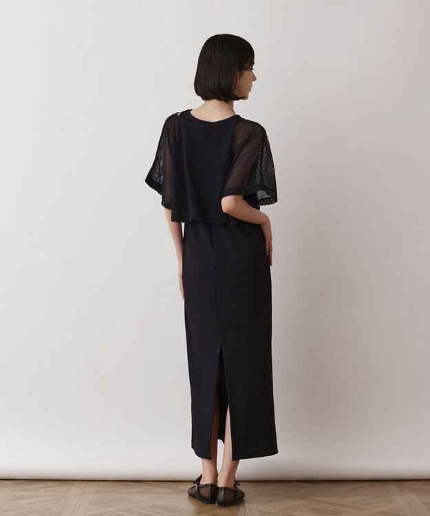 GRACE CONTINENTAL メッシュレイヤードワンピース ブラック