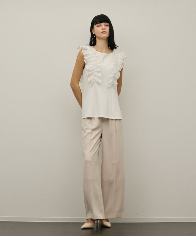 GRACE CONTINENTAL フリル切替カットトップ ホワイト