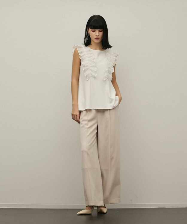 GRACE CONTINENTAL フリル切替カットトップ ホワイト