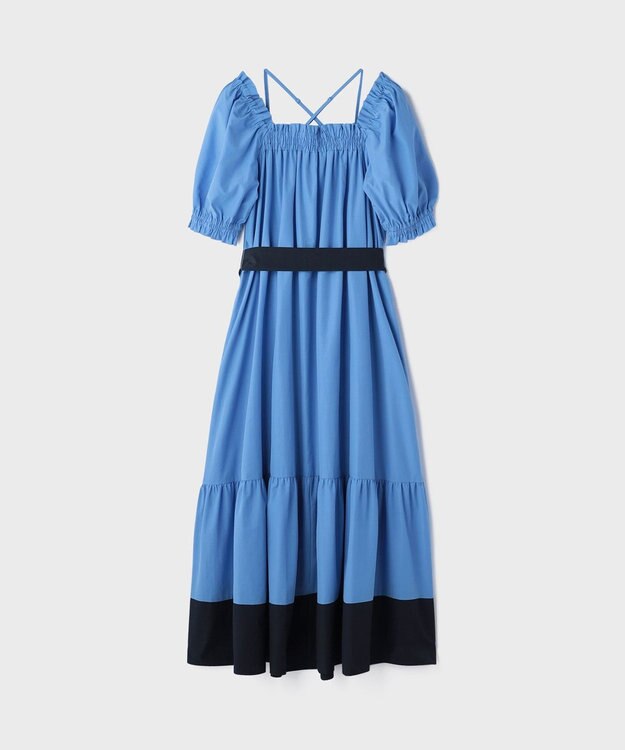GRACE CONTINENTAL ギャザーロングワンピース ブルー