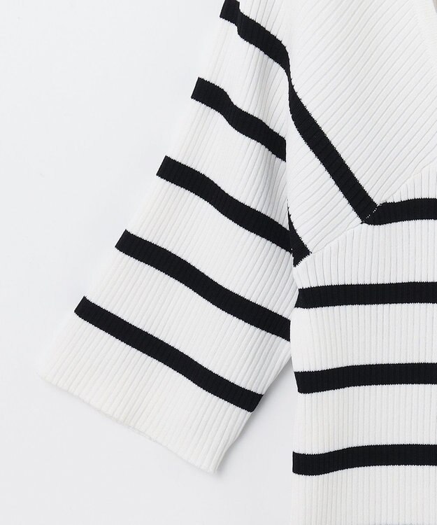 GRACE CONTINENTAL ハーフスリーブニットトップ バイカラー