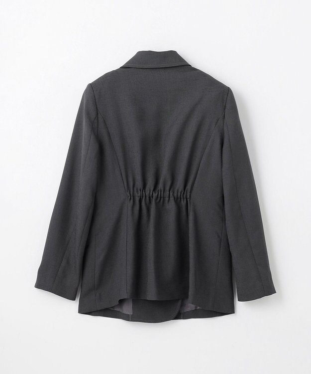 GRACE CONTINENTAL 麻調バックギャザージャケット グレー