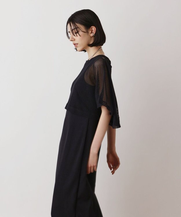 GRACE CONTINENTAL メッシュレイヤードワンピース ブラック