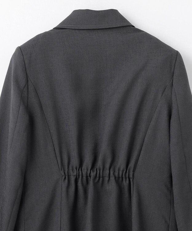 GRACE CONTINENTAL 麻調バックギャザージャケット グレー