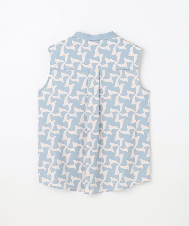 GRACE CONTINENTAL リボンプリントノースリーブトップ ブルー