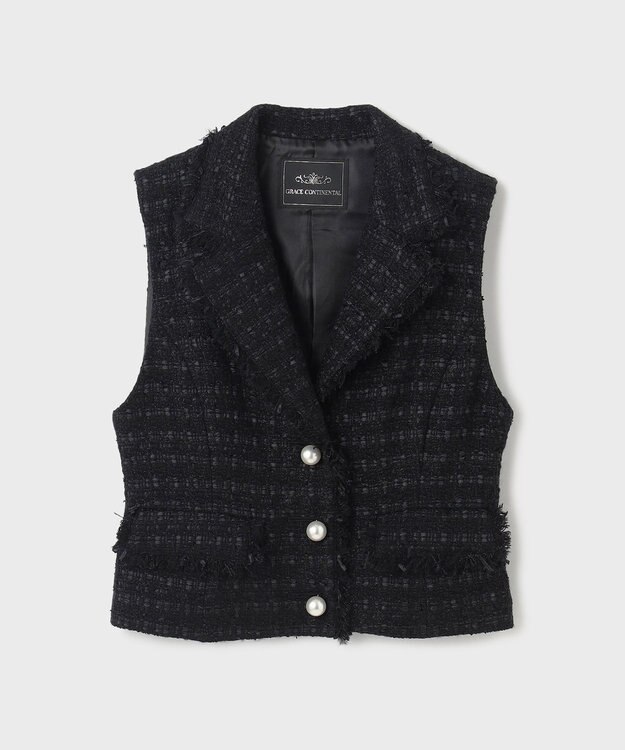 GRACE CONTINENTAL ツイードベスト ブラック