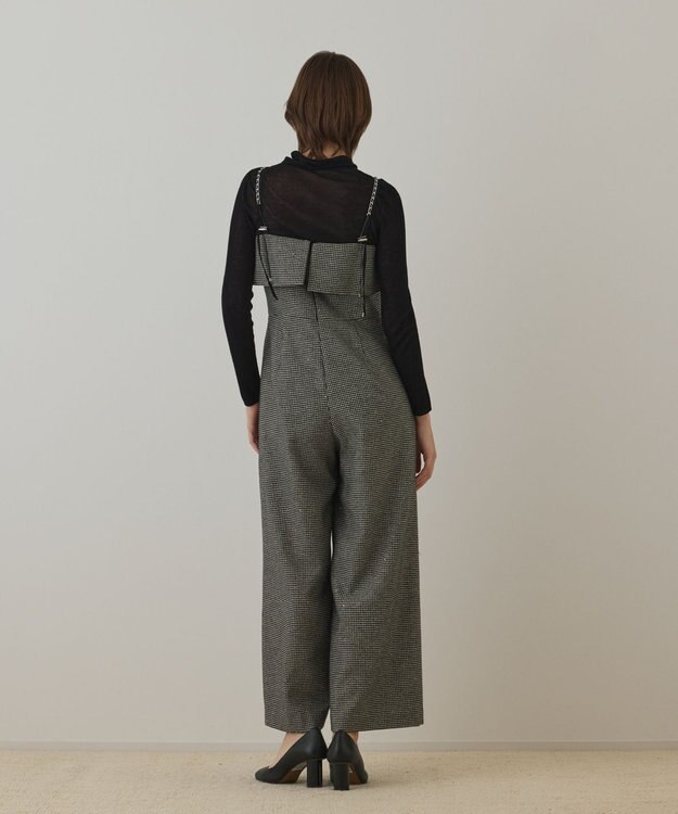 GRACE CONTINENTAL チドリツイードサロペット ブラック