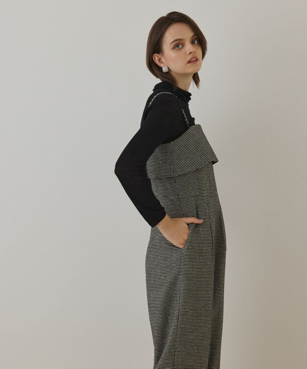 GRACE CONTINENTAL チドリツイードサロペット ブラック