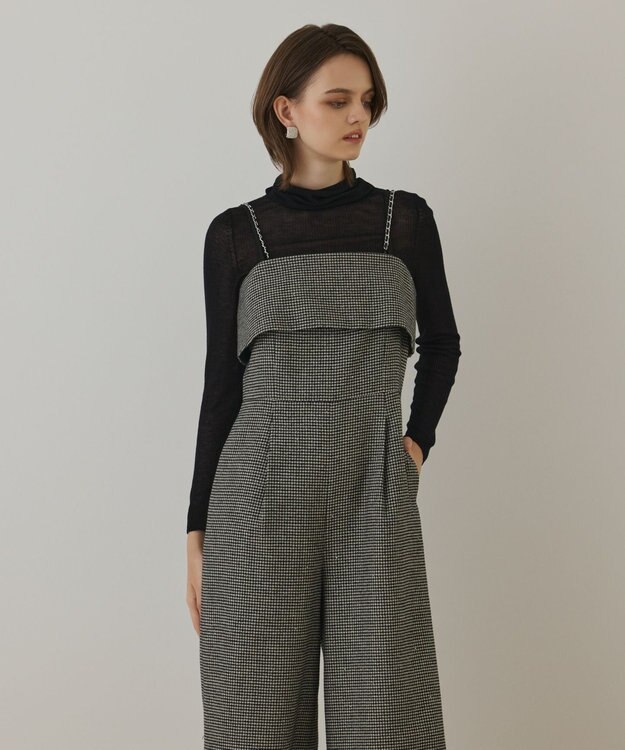 GRACE CONTINENTAL チドリツイードサロペット ブラック