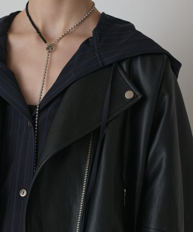 GRACE CONTINENTAL フェイクレザーライダース ブラック