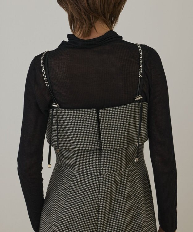 GRACE CONTINENTAL チドリツイードサロペット ブラック