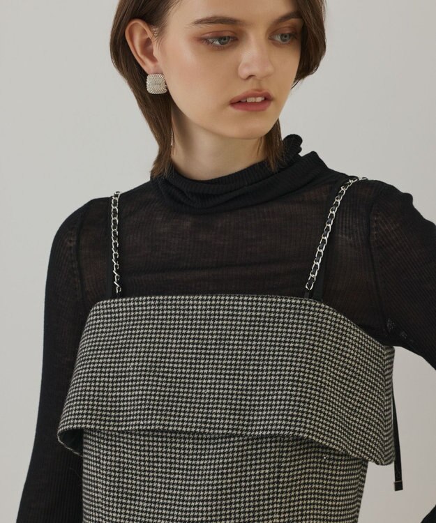 GRACE CONTINENTAL チドリツイードサロペット ブラック