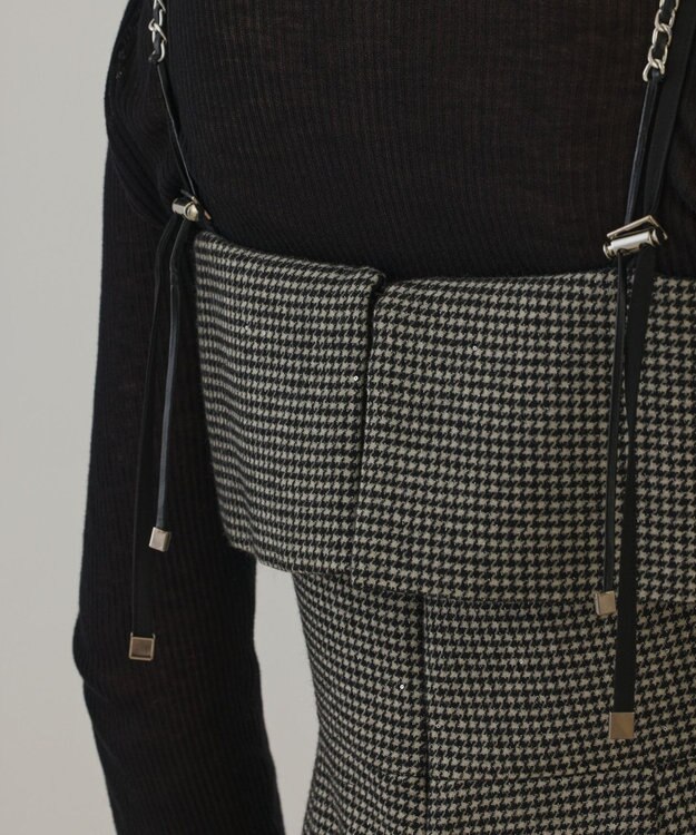 GRACE CONTINENTAL チドリツイードサロペット ブラック