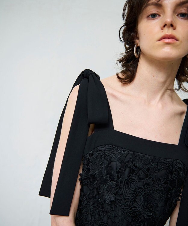 GRACE CONTINENTAL ケミカルフラワーレースワンピース ブラック