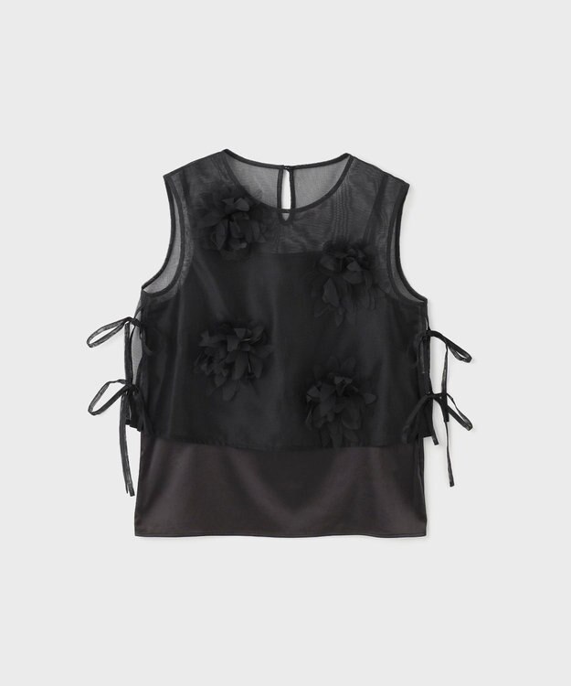 GRACE CONTINENTAL メッシュフラワートップ ブラック