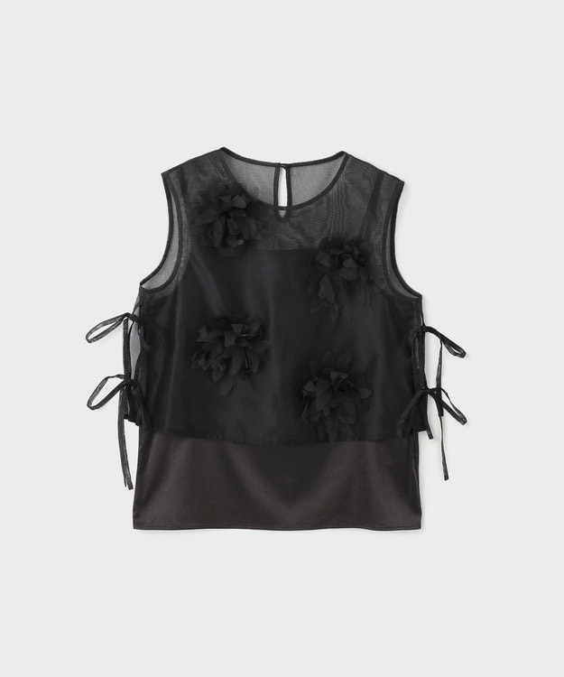 GRACE CONTINENTAL メッシュフラワートップ ブラック