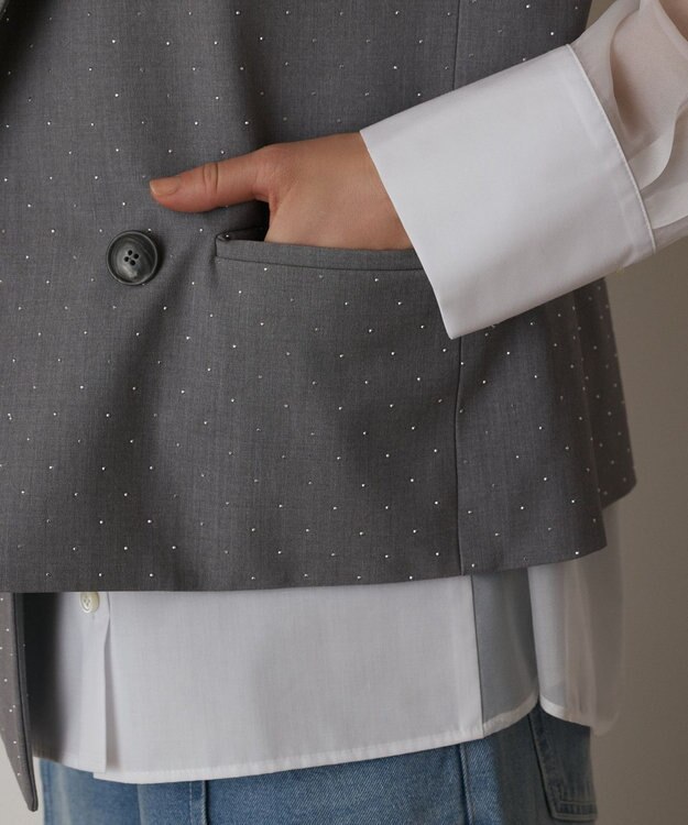 GRACE CONTINENTAL イレヘムビジュージレジャケット グレー