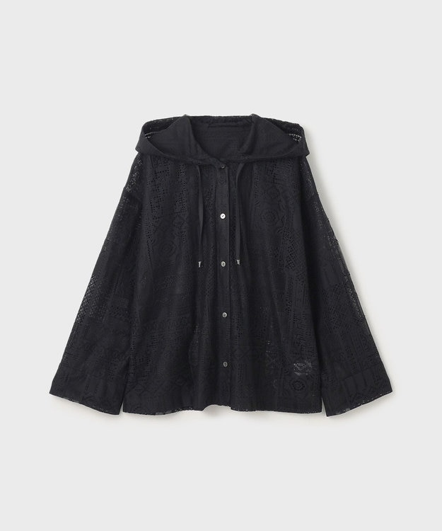 GRACE CONTINENTAL キカレースフード付トップ ブラック